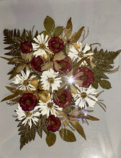 Framed Mixed Media Floral Collage Art with Dried Flowers & Leaves, Single Piece picture