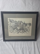 Vintage 1982 Signed Edinburgh Scotland Architectural Drawing Framed & Matted picture