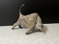 Vtg Miyazawa Kanae Brutalist Fighting Bull Iron Sculpture MCM Japan Mark picture