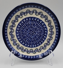 Vintage Ceramika Artystyczna Plate Blue Floral Ring Center Speckle 7 3/4