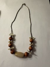 Vintage South West Style Natural Stone & Wood Choker Necklace 15.5