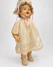 Vintage Effanbee 23” Composition Baby Doll Sleep Eyes Open Mouth Bonnet Dress picture