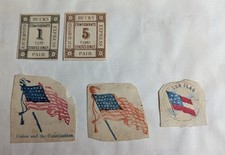 American Civil War (1861–1865) Stamps + Cutout's + RARE “Our Flag” ST1 Sticker picture