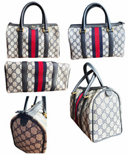 Vintage Gucci Accessory Collection GG Canvas Web Stripe Boston Bag Zip Lined picture