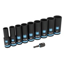 Spyder 10-Piece 1/2-Inch Drive SAE Deep Impact Socket Set with Adapter, 19700 picture