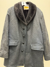 Vintage 1960s Lakeland Sportswear Men’s Wool Coat Faux Fur Lined Gray Size 46 picture