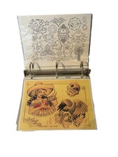 Vintage Y2K Tattoo Flash Art Sheet Lot In Binder Shop Used San Diego  picture