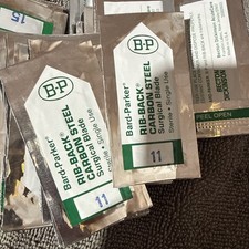 Bard Parker Rib Back Carbon Steel Surgical Sterile  Blades Size 11 & 15 Qty 44 picture