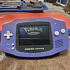 Nintendo Game Boy Advance AGB-001 Purple Handheld Region Free + Pokemon Sapphire picture