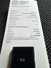 IGI Certified Lab-Created Diamond 0.90ct D VS2 Excellent Emerald 6.67x4.60mm picture