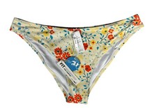 New Cupshe Bikini Swim Bottom Size XL Yellow Floral Fairy Flirty Pool Cruise picture