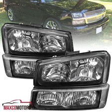 Black Headlights+Bumper Lamps Fits 2003-2007 Chevy Silverado 2002-2006 Avalanche picture