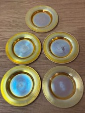 Lot of 5 Steuben Art Glass Aurene Calcite Glass Plates 8 1/2