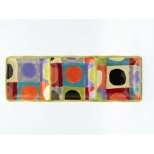 Pier 1 Urban Dot Handcrafted Earthenware 3 Section Serving Tray Discontinued picture