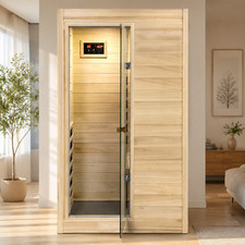 Mini Far Infrared Sauna Poplar Wood Saunas Cabinet for 1 Person Detox Spa 905W picture