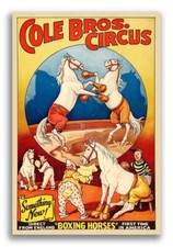 1940s Cole Bros Circus - Boxing Horses - Vintage Style Poster - 24x36 picture