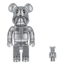 Bape X Hajime Sorayama Bearbrick 400% & 100% Silver Chrome picture