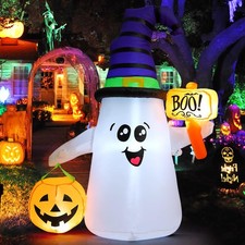 GOOSH 5 FT Halloween Inflatables Ghost Outdoor Decorations Blow Up Yard Cute Wiz picture