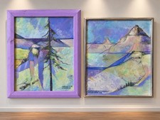 Miriam Sowers Original Abstract Painting Signed Mountain Peak Climbing Modernist picture