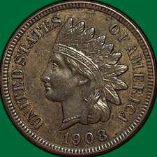1908-S Indian Head Cent Choice Almost Uncirculated AU+ Coin #48131 picture
