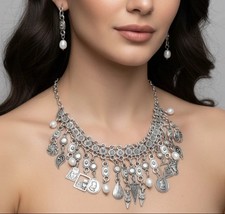 Handmade Armenian traditional coin necklace with natural pearls picture
