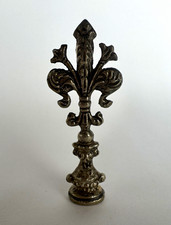 Vintage Italian Heavy Metal Fleur-de-Lis Crest Wax Seal Stamp 3.25