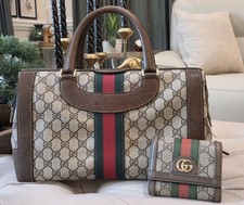 🔥Vintage 80s Gucci GG Supreme Doctors Bag Web Stripe Modern Ophidia Wallet Set picture
