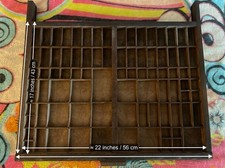 Vintage Wood Printers Tray Shadow Box Letterpress Type Drawer Display Case 22x17 picture