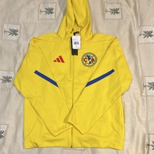 adidas Club América Soccer Full Zip Hooded Jacket Yellow Mens Size L Licensed picture