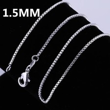 925 Sterling Silver Necklace 16/18/20/22/24 inches fine 1.5mm Box chain picture