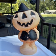 VTG Gregg Products Halloween Pumpkin Man Jack O Lantern Scarecrow Hobo Blow Mold picture