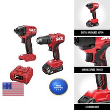 SKIL PWRCORE 20V Brushless 2-Tool Drill Driver & Impact Driver Combo Kit 2.0Ah picture