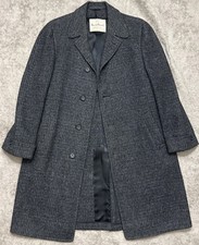 Harris Tweed Overcoat Grey Plaid Handwoven Wool M/L picture