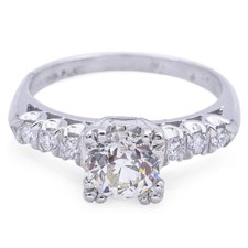 GIA 1.03ct Old Euro L SI1 Diamond Center 900 Platinum 1.15tcw Engagement Ring picture