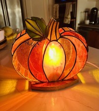 Handmade Stained Glass Pumpkin Lamp picture