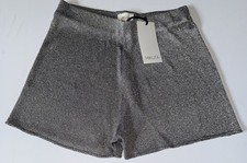 $130 New Silver Sparkly Thin Knit Shorts Size Extra Large XL Viscose Metallic picture