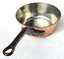 Vintage 6.5inch French Copper Saute Pan Made in France Hammered Stainless 2.6lbs picture