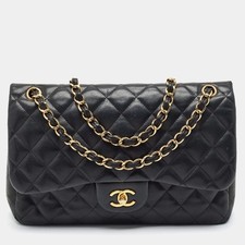 Chanel Classic Double Flap Jumbo Black Quilted Leather Bag picture