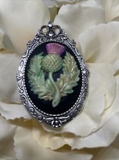 BROOCH PIN THISTLE SCOTLAND SCOTTISH CAMEO CELTIC NECKLACE PENDANT WEDDING picture