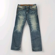 Rock Revival Boney Alt Straight Jeans Mens Size 38 Dark Wash Embroidered picture