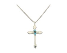 Navajo Cross Necklace Sterling Silver Authentic Natural Gemstones Signed M picture