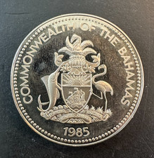 RARE 1985 Bahamas Two Dollars Coin-Thick Proof & Low Mintage-Only 7,500 picture