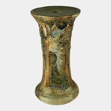 Weller Forest 1920s Vintage Art Pottery Brown And Green Scenic Ceramic Pedestal picture