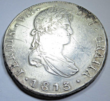 1813 NG-M Guatemala Silver 8 Reales Genuine Spanish Colonial Dollar 8R Coin picture