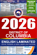 2026 Washington DC LABOR LAW POSTER (Federal & State) English Laminated picture