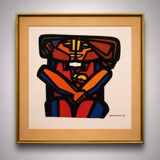 Juan Manuel Sanchez “The Lovers” 1968 Signed Lithograph 101/250 MCM Art picture