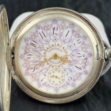 Antique 1897 Waltham 18s O’Hara Fancy Dial .925 Silver Hunter Pocket Watch Parts picture