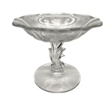 Vintage Fostoria Navarre Meadow Rose Etched Glass Compote Pedestal Candy Dish picture