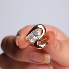 2Ct Pear Cut IGI Cert Lab Created Diamond E VVS2 Engagement Ring 14K Gold Ring picture