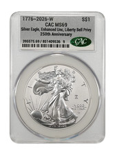 1776 ~ 2026-W (MS69) Enhanced Uncirculated American Silver Eagle $1 ASE CAC Bell picture